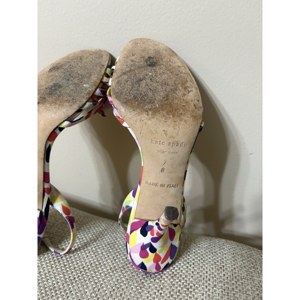 Rare Kate Spade Lourdes Multicolor Heart Heels Strappy Stiletto Size 7 - Picture 10 of 14